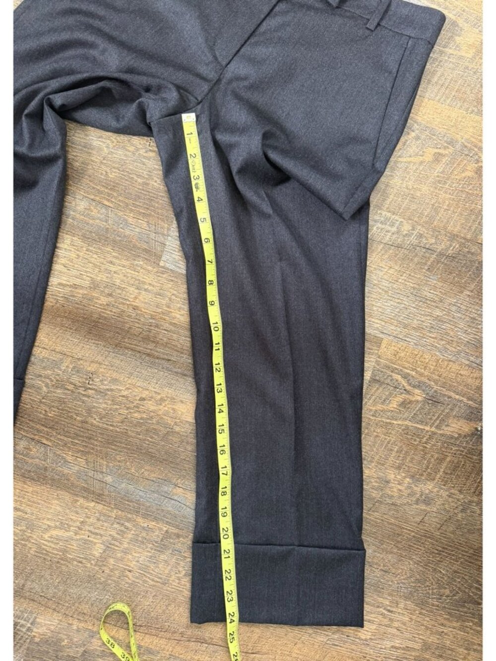 QL2 Maura Gray Wool Cropped Trousers Wide Cuff Women's IT 40 Made in Italy - Picture 9 of 9